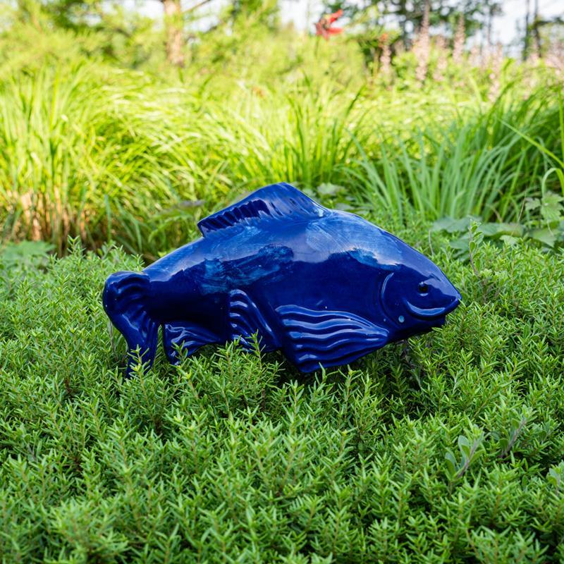 LARGE FISH IN THE GARDEN: COBALT BLUE RIGHT,FISH IN THE GARDEN,LARGE COBALT RIGHT