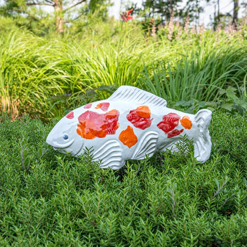 LARGE FISH IN THE GARDEN: KOHAKU LEFT,FISH IN THE GARDEN,LARGE KOHAKU LEFT