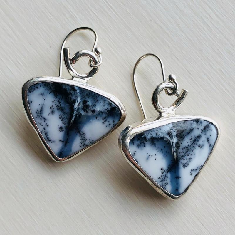 DENDRITIC AGATE EARRINGS,MORGAN MCGEEHAN,DENDRITIC AGATE EARR
