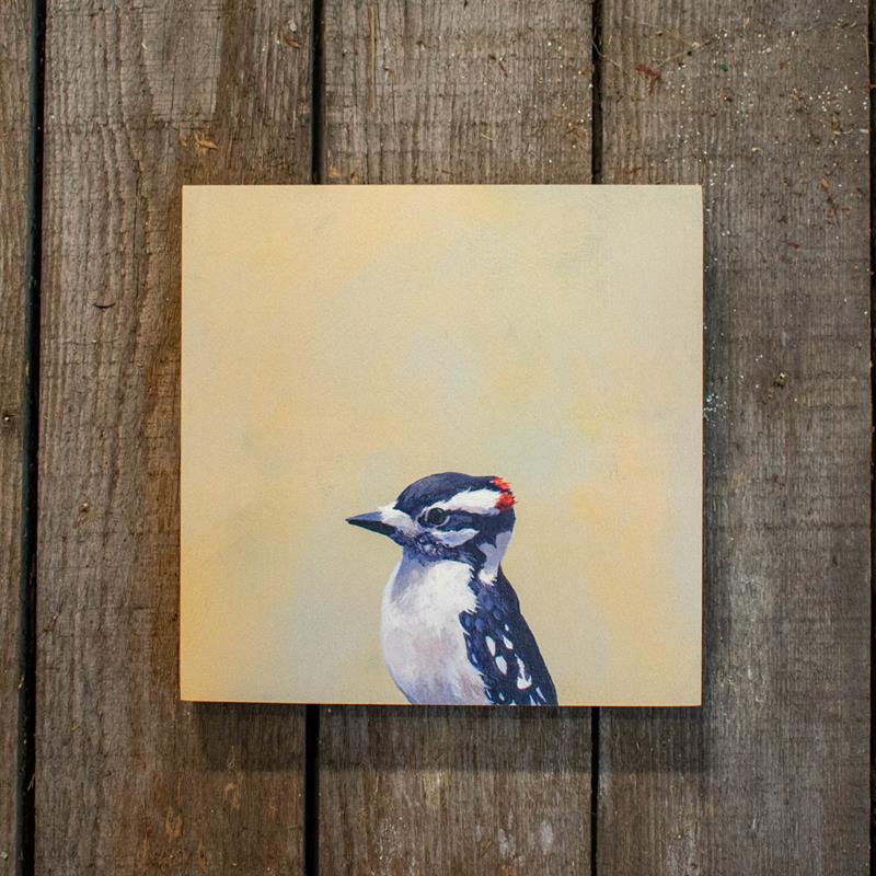 DOWNY WOODPECKER ART PANEL,MINCING MOCKINGBIRD,MINCING MOCKINGBIRD