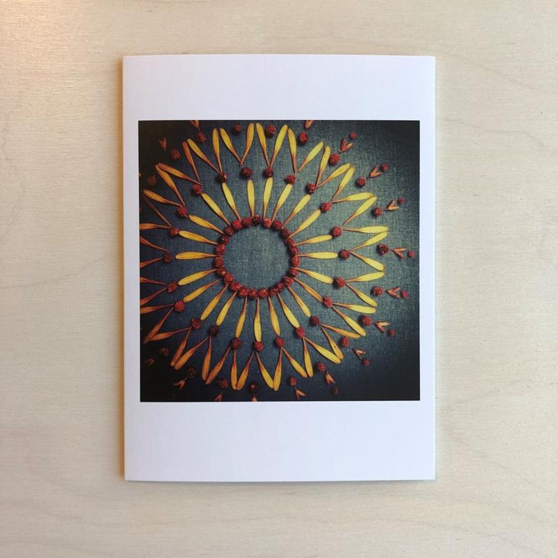 YELLOW AND RED MANDALA CARD,NATURE MANDALA ART,NATURE MANDALA ART