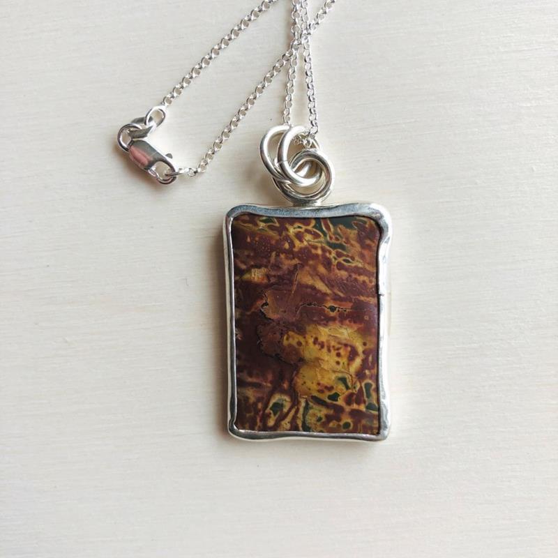 RECTANGLE RED CREEK JASPER NECKLACE,MORGAN MCGEEHAN,RECT RD CRK JASP NK