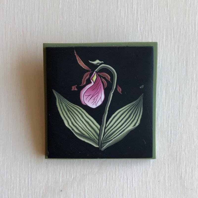 LADY SLIPPER CLAY PIN,PAPER MOON,LADYSLIPPER PIN