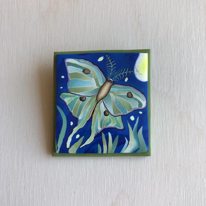 LUNA MOTH CLAY PIN,PAPER MOON,LUNA MOTH PIN