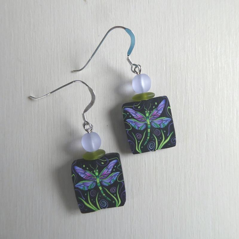 DRAGONFLY CLAY EARRINGS,PAPER MOON,DRAGONFLY EARRING