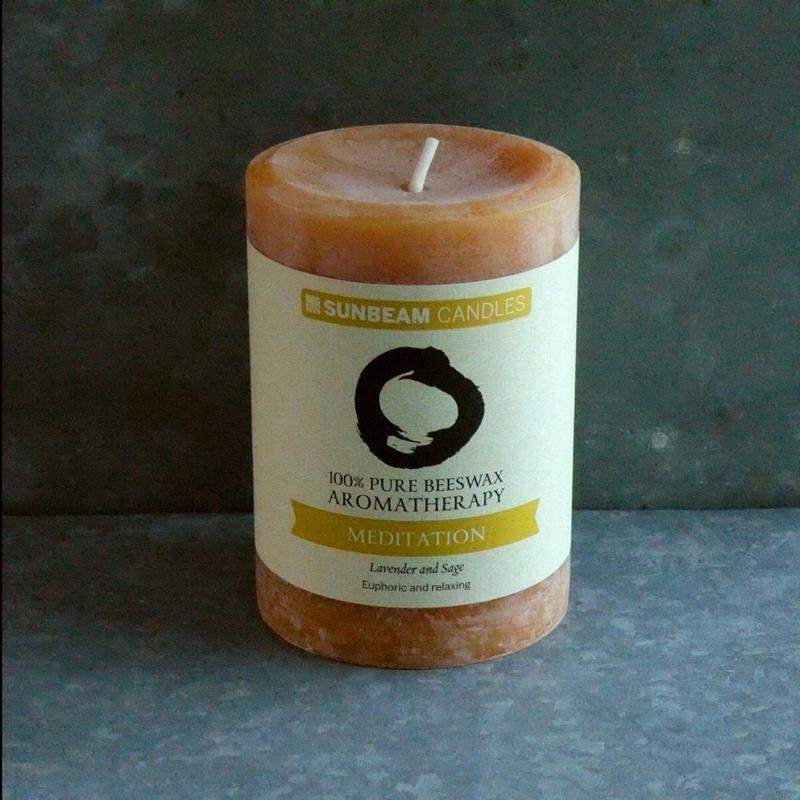AROMATHERAPY PILLAR CANDLE: MEDITATION,SUNBEAM CANDLES,502