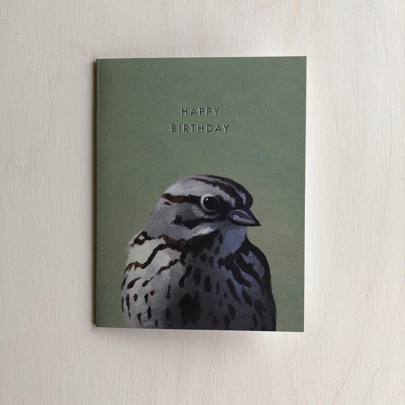 SPARROW BIRTHDAY CARD,MINCING MOCKINGBIRD,MINCING MOCKINGBIRD
