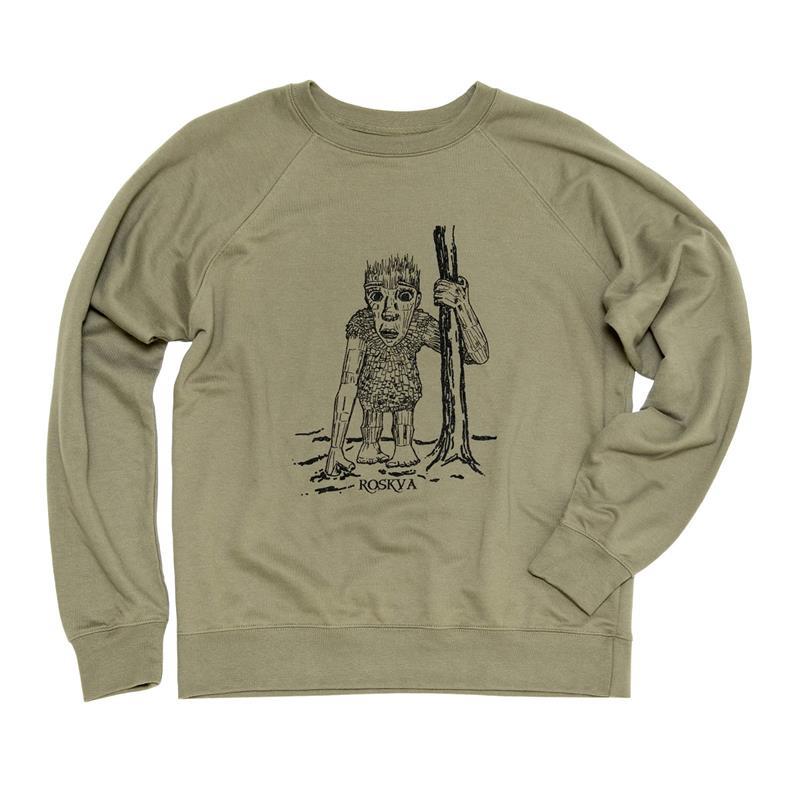 FRENCH TERRY PULLOVER: ROSKVA,CINDER + SALT,SS1000C OLIVE LARGE