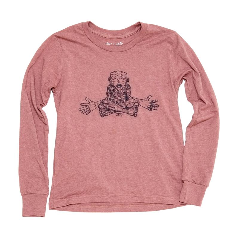 TROLL TEE KID'S LONG SLEEVE: GRO,CINDER + SALT,3501Y HTHR MAUVE MED