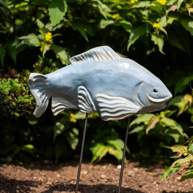 LARGE FISH IN THE GARDEN: SKY BLUE RIGHT,FISH IN THE GARDEN,LARGE SKY BLUE RIGHT