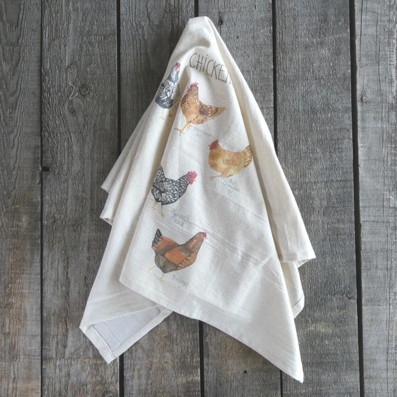 TEA TOWEL: CHICKENS,WILD ROSIE MAINE,CHICKENS TOWEL