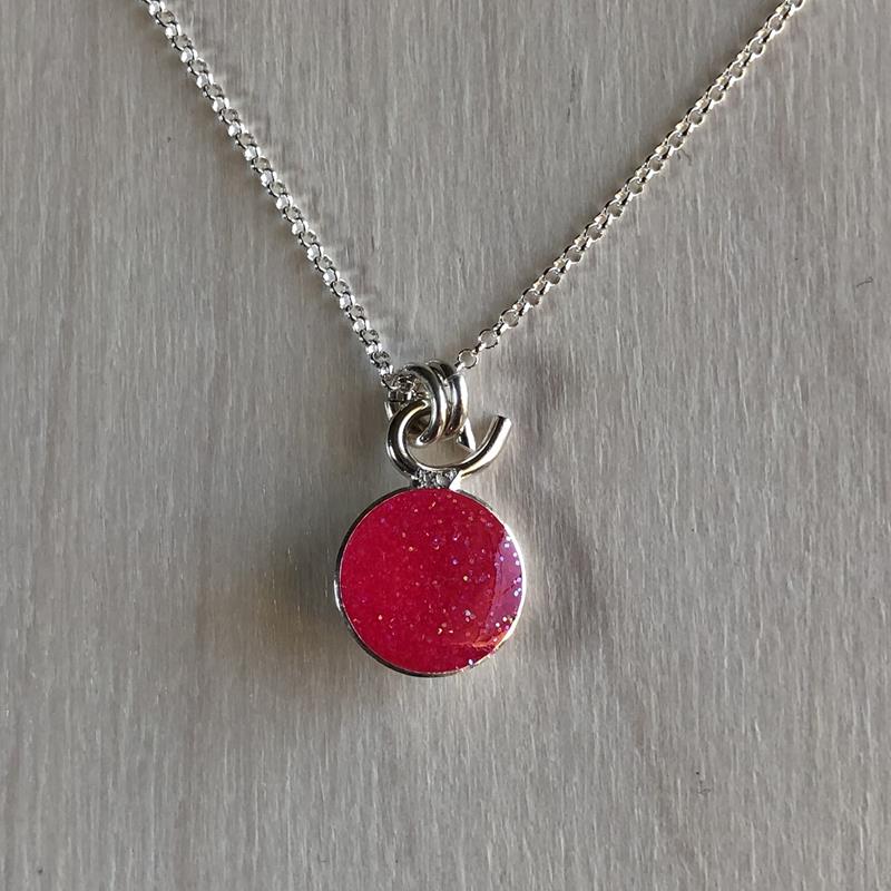 STERLING SPARKLE RESIN NECKLACE: HOT PINK,MORGAN MCGEEHAN,HOT PINK RES NECK SF