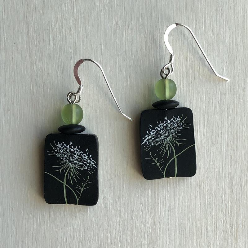 QUEEN ANNE'S LACE  CLAY EARRINGS,PAPER MOON,QUEEN ANNE EARRINGS