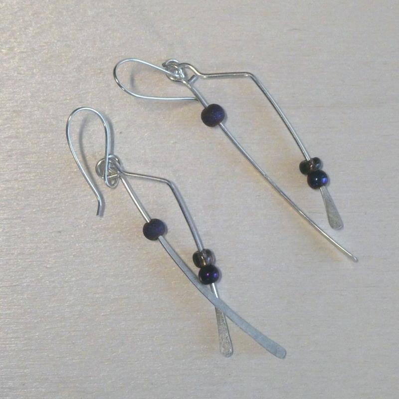 BEADED STERLING SILVER EARRINGS,MACKENZIE ROSE DESIGNS,E16 PURPLE