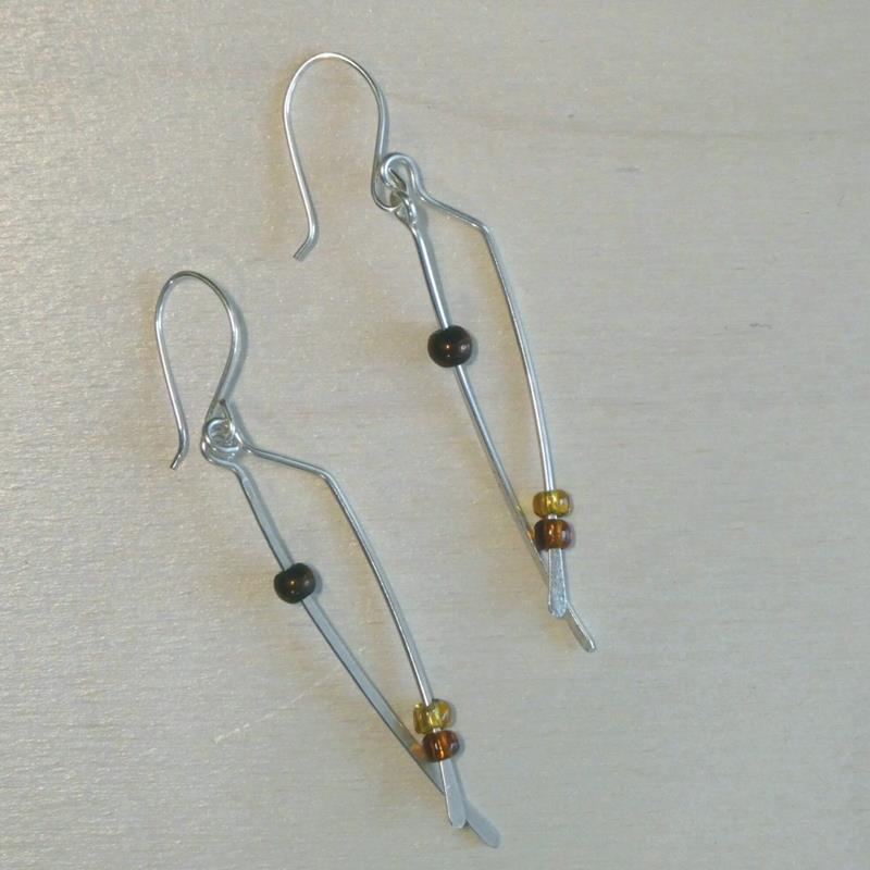 BEADED STERLING SILVER EARRINGS,MACKENZIE ROSE DESIGNS,E16 BROWN