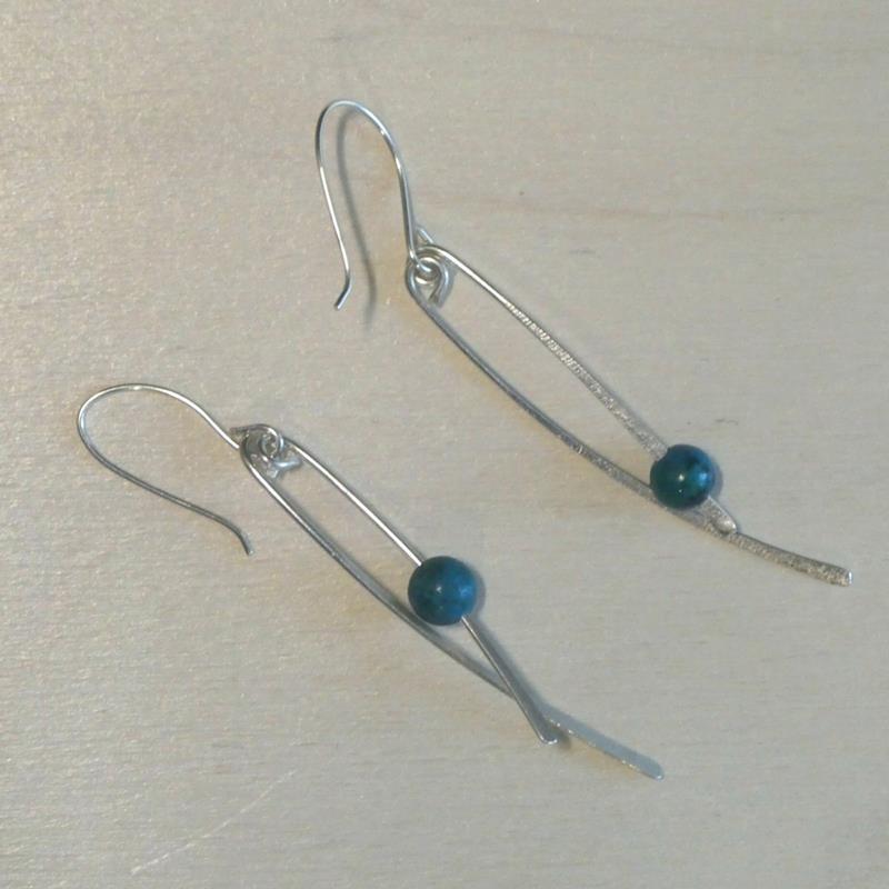 FLUTTER BEADED STERLING SILVER EARRINGS,MACKENZIE ROSE DESIGNS,E33 BLUE