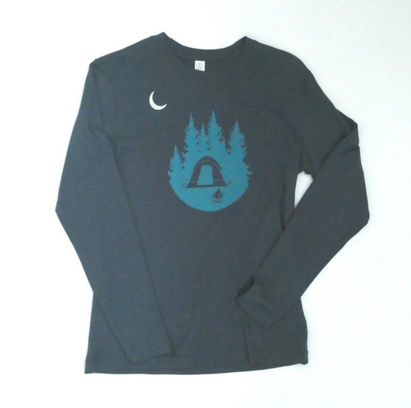 MEN'S CAMPING UNDER THE MOON LONG SLEEVE TEE,THINK GREENE,MENS CAMP MOON LS XL