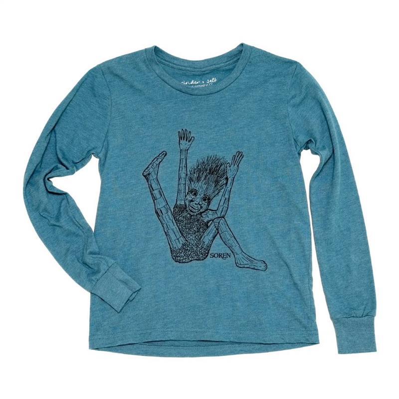 TROLL TEE KID'S LONG SLEEVE: SOREN,CINDER + SALT,3501Y HTHR DPTEAL SM