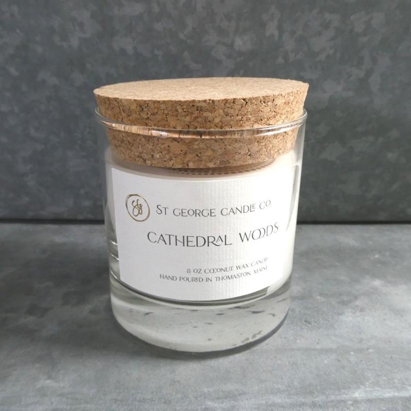 CORK TOP CANDLE: CATHEDRAL WOODS,ST GEORGE CANDLE CO,SGCC08CKCW