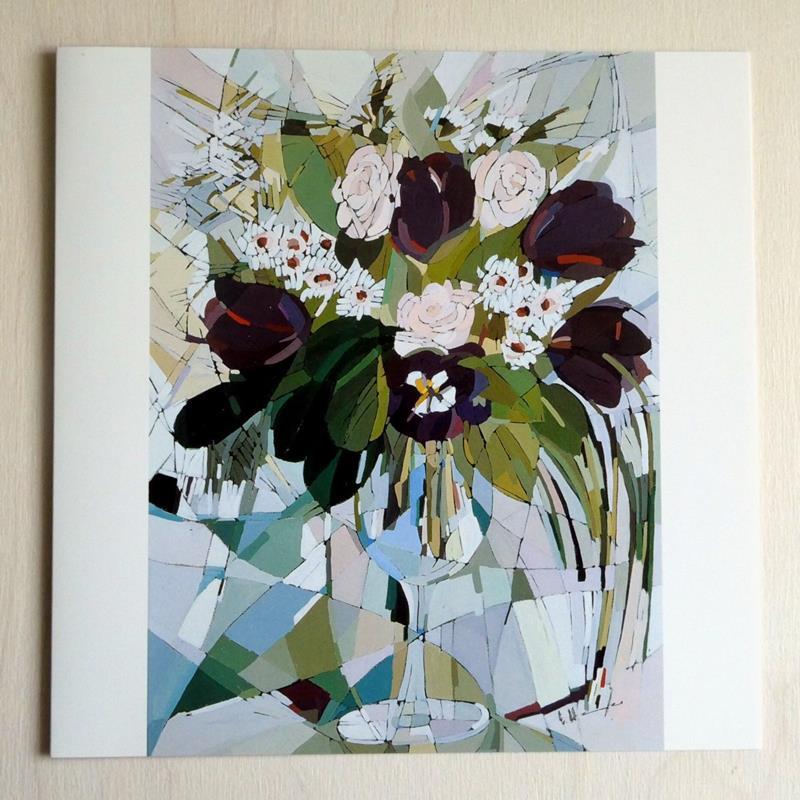 TULIPS AND ROSES IN VASE CARD,EVELINE HENNER ART,EVELINE HENNER ART