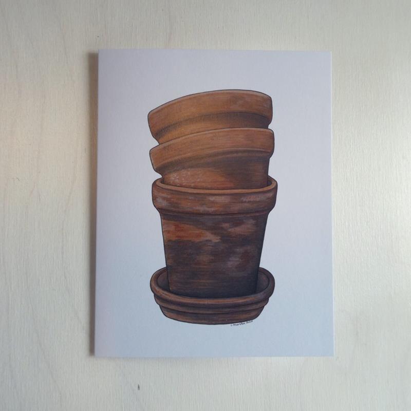 PLANT POTS CARD,3 LEGGED DOG INK