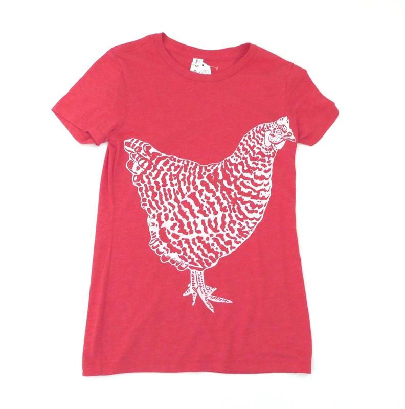 WOMEN'S CHICKEN TEE,HEARTH AND HARROW,WMN CHICK TEE LG RED