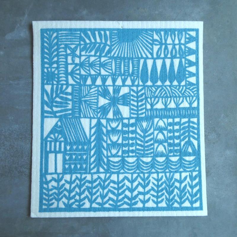 GARDEN PATCHWORK SWEDISH DISHCLOTH: AQUA,JENNIFER JUDD-MCGEE