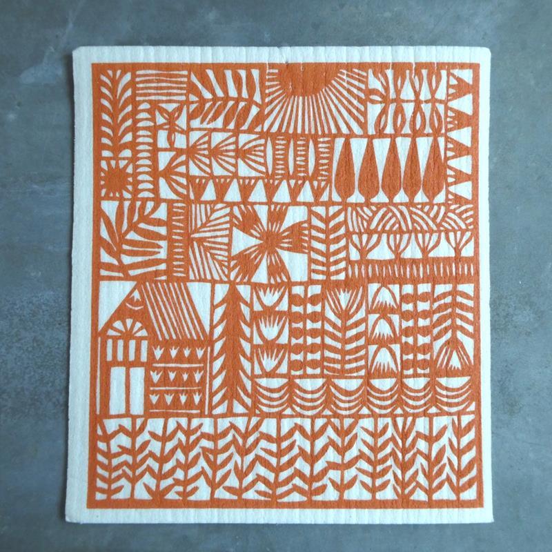 GARDEN PATCHWORK SWEDISH DISHCLOTH: ORANGE,JENNIFER JUDD-MCGEE