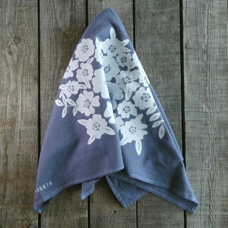 PURPLE SCREENPRINTED TOWEL: PERIWINKLE,FOUR AND NORTH,PRINT BOTH ENDS