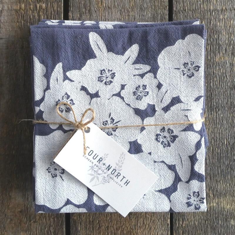 PURPLE SCREENPRINTED NAPKINS: PERIWINKLE,FOUR AND NORTH